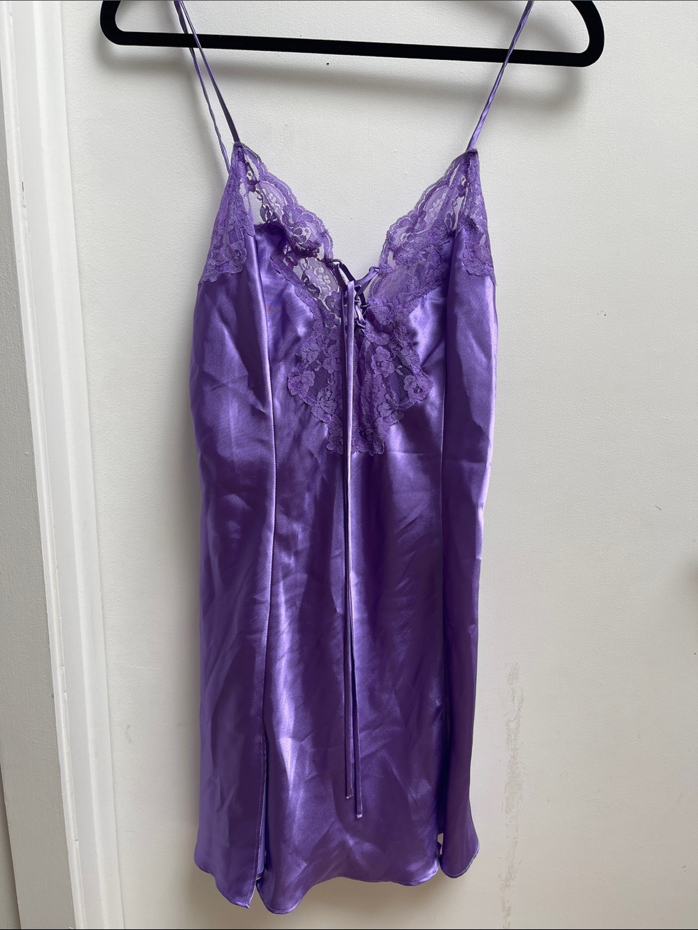Frederick's of Hollywood Lavender Satin Lace-Trim Slip